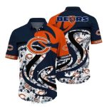 Chicago Bears Logo With Swirl And Floral Accents Hawaiian Shirt