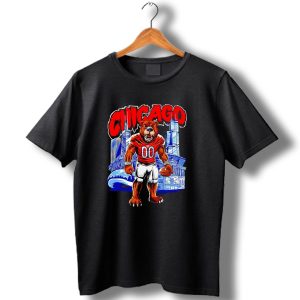 Chicago Bears Mascot Cartoon With City Skyline T Shirt