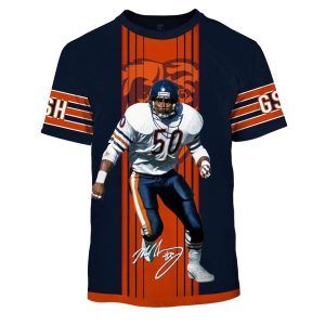 Chicago Bears Mike Singletary 50 Signature AOP T Shirt