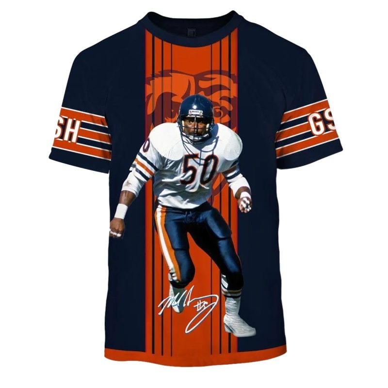 Chicago Bears Mike Singletary 50 Signature Aop T Shirt 1