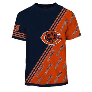 Chicago Bears Multi Logo Blue And Orange AOP T Shirt