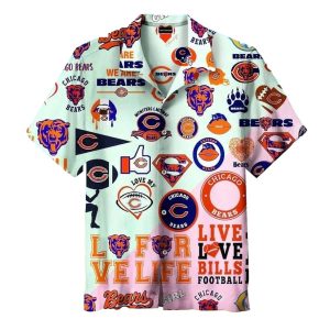 Chicago Bears Multi Logo Fanatic Hawaiian Shirt