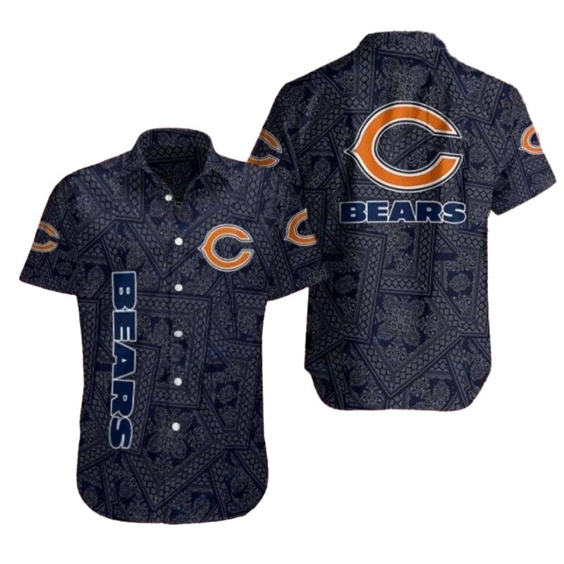 Chicago Bears Navy Elegance Bears Pattern Hawaiian Shirt 1