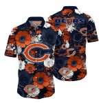 Chicago Bears Navy Night Roses Hawaiian Shirt
