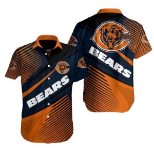Chicago Bears Night Stripes Bold Hawaiian Shirt