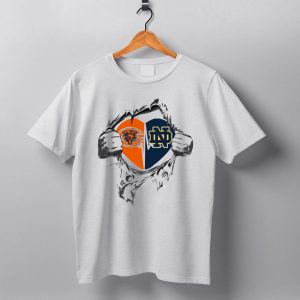 Chicago Bears Notre Dame Heart Logo Fusion T Shirt