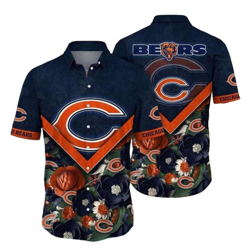 Chicago Bears Orange Blossom Playbook Hawaiian Shirt 1