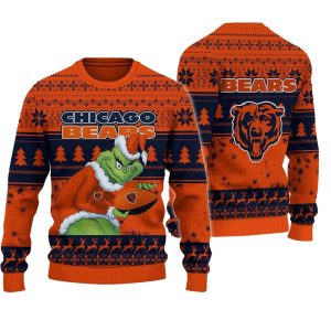 Chicago Bears Orange Santa Grinch Ugly Sweater
