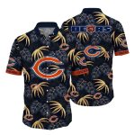 Chicago Bears Palm Leaves Blue Pattern Hawaiian Shirt