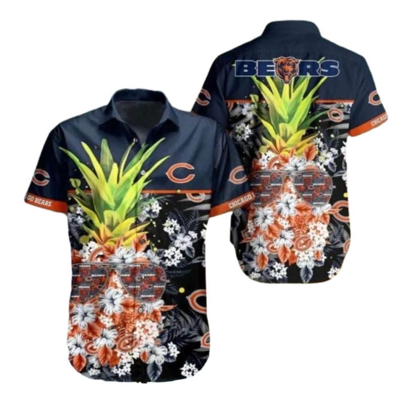 Chicago Bears Pineapple And Floral Hawaiian Shirt 1