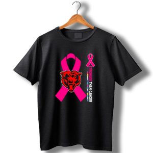Chicago Bears Pink Ribbon Stronger Than Cancer Awareness T Shirt