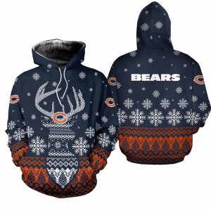 Chicago Bears Reindeer Merry Christmas AOP Hoodie