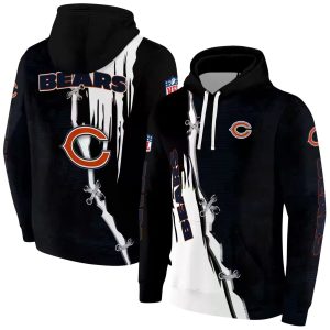 Chicago Bears Ripped Pattern Blue Black White AOP Hoodie