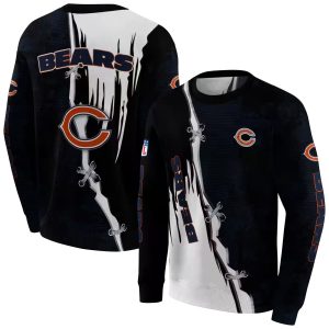 Chicago Bears Ripped Pattern Blue Black White AOP Sweatshirt