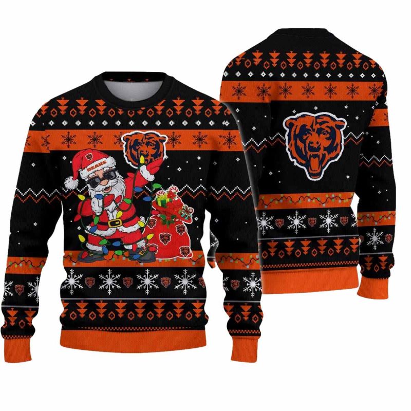 Chicago Bears Santa Lights Dab Ugly Sweater 1
