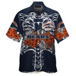 Chicago Bears Skeleton Ribcage Floral Hawaiian Shirt