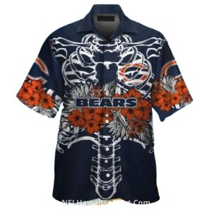 Chicago Bears Skeleton Ribcage Floral Hawaiian Shirt
