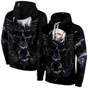 Chicago Bears Skull Artwork Skull Angel Blue Black AOP Hoodie