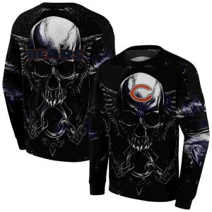 Chicago Bears Skull Artwork Skull Angel Blue Black AOP Sweatshirt