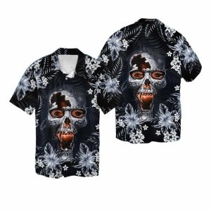 Chicago Bears Skull Floral Hawaiian Shirt
