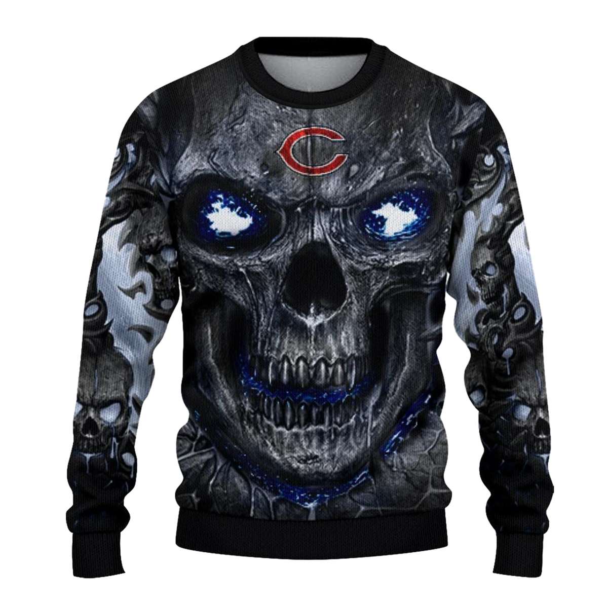 Chicago-Bears-Skull-Intensity-Blue-Black-AOP-Sweatshirt-2