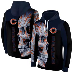 Chicago Bears Skull Motif Blue Black AOP Hoodie