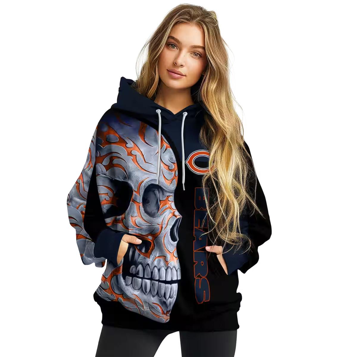Chicago-Bears-Skull-Motif-Blue-Black-AOP-Hoodie-3