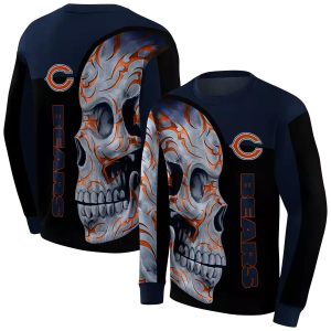 Chicago Bears Skull Motif Blue Black AOP Sweatshirt