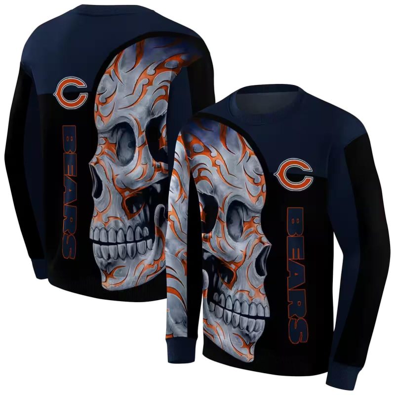 Chicago-Bears-Skull-Motif-Blue-Black-Aop-Sweatshirt-1 Chicago Bears Skull Motif Blue Black Aop Sweatshirt 1