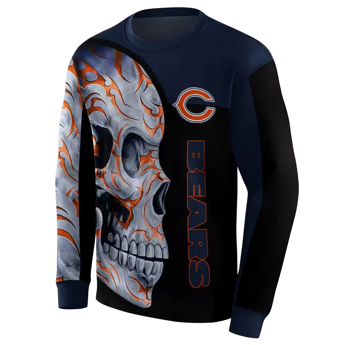 Chicago-Bears-Skull-Motif-Blue-Black-AOP-Sweatshirt-2