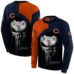 Chicago Bears Skull Punisher Orange Black AOP Sweatshirt