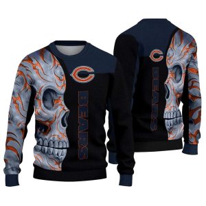 Chicago Bears Skull Swirl Blue Black AOP Sweatshirt