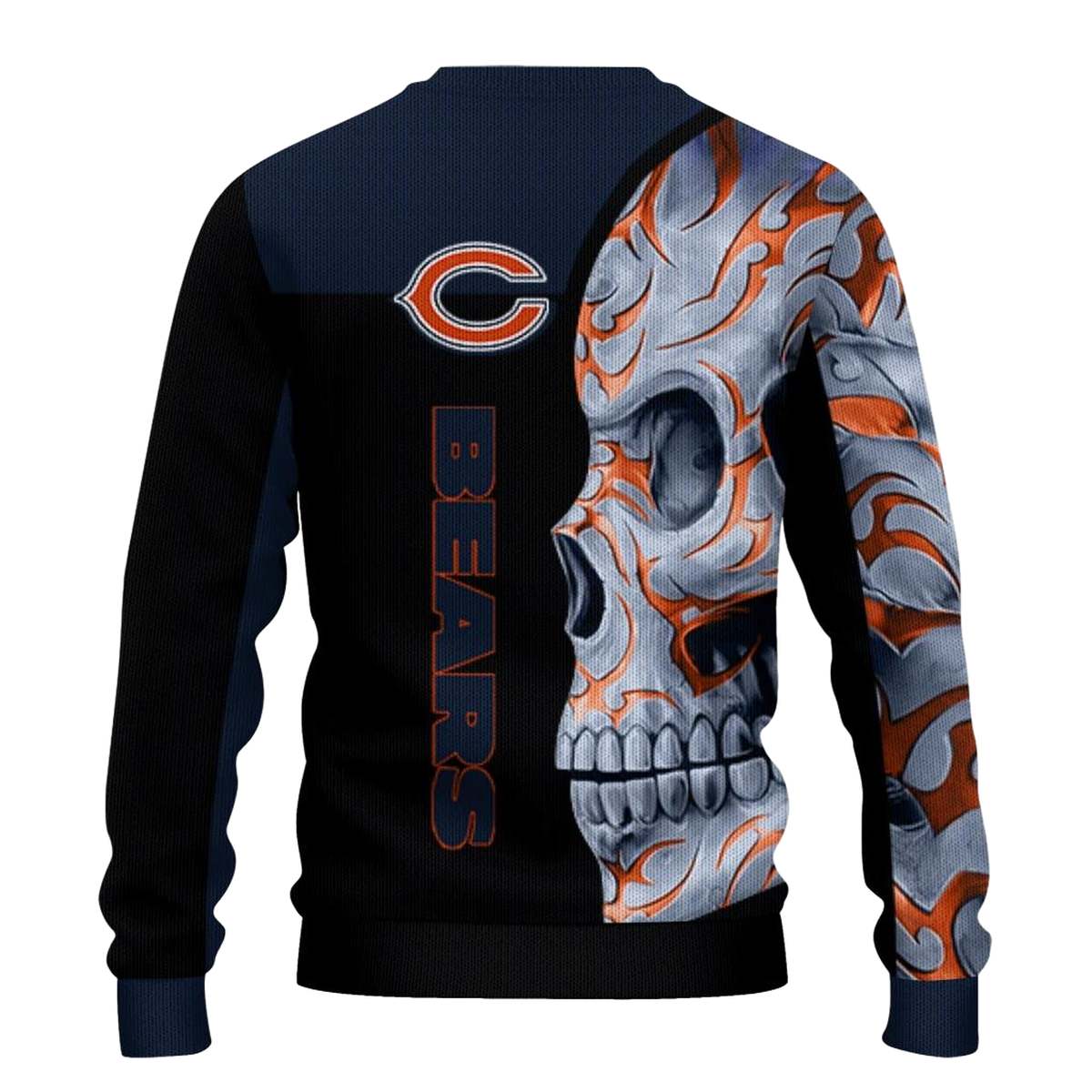 Chicago-Bears-Skull-Swirl-Blue-Black-AOP-Sweatshirt-3
