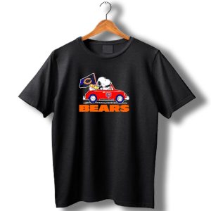Chicago Bears Snoopy And Woodstock Driving Car With Flag T Shirt