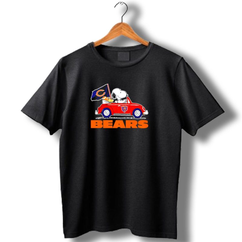 Chicago Bears Snoopy And Woodstock Driving Car With Flag T Shirt 1 T Shirt 1