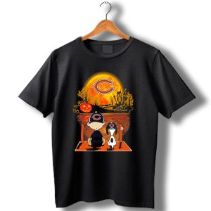 Chicago Bears Snoopy Charlie Brown Halloween Pumpkin Moon Scene T Shirt