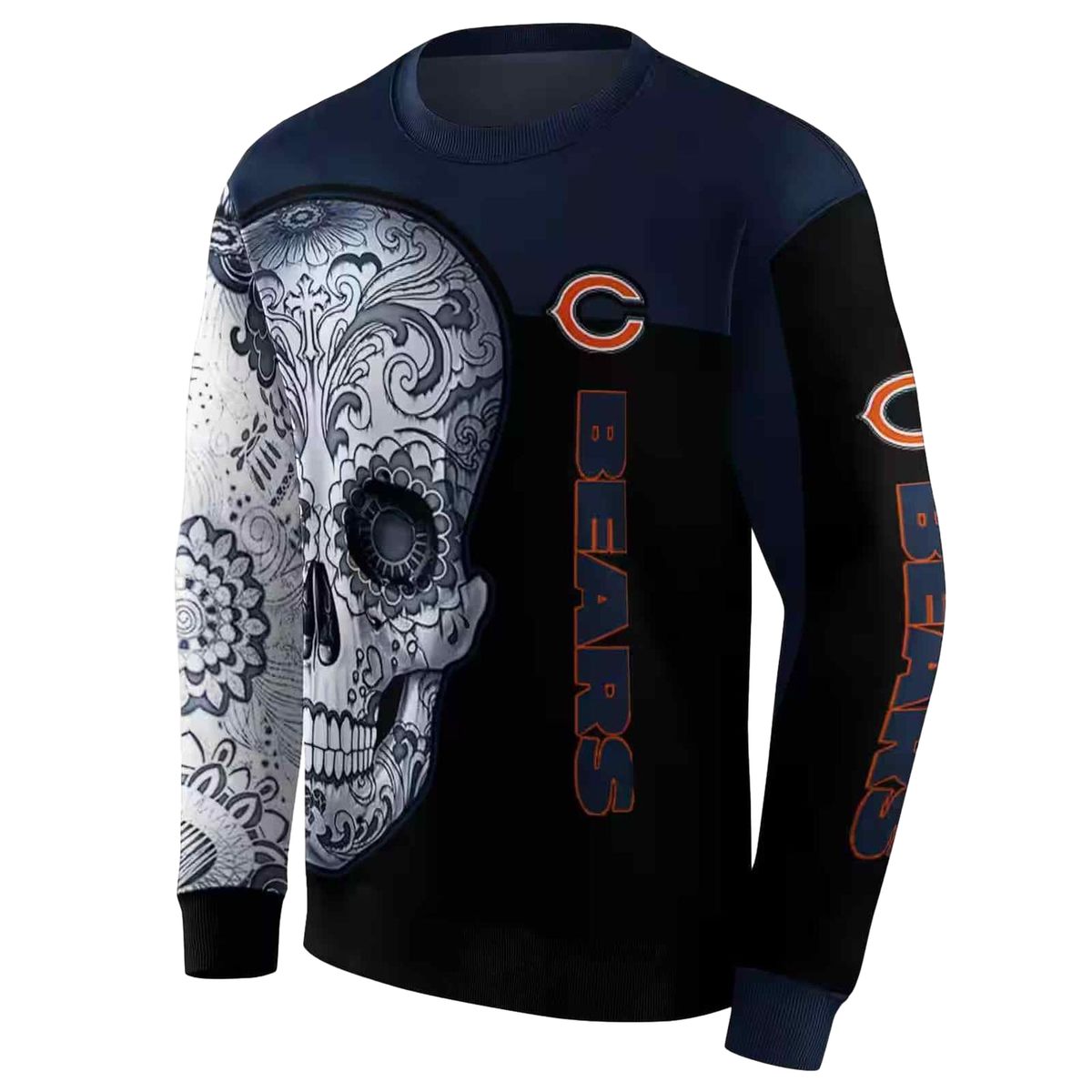 Chicago-Bears-Sugar-Skull-Blue-Black-AOP-Sweatshirt-2