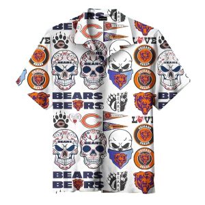 Chicago Bears Sugar Skull Pattern Hawaiian Shirt