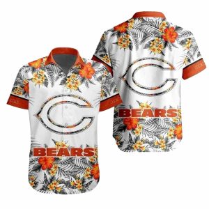 Chicago Bears Sunburst Orange Flair Hawaiian Shirt