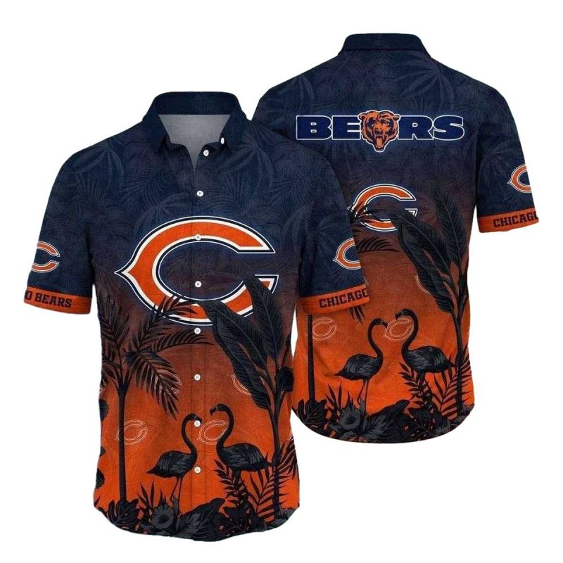 Chicago Bears Sunset Flamingo Hawaiian Shirt 1