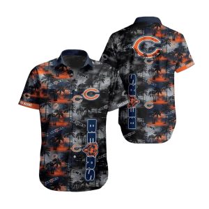 Chicago Bears Sunset Palm Trees Hawaiian Shirt For Fans