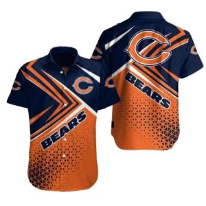 Chicago Bears Sunset Stripes Blue And Orange Hawaiian Shirt