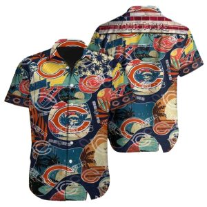 Chicago Bears Surf And Turf Retro Hawaiian Shirt