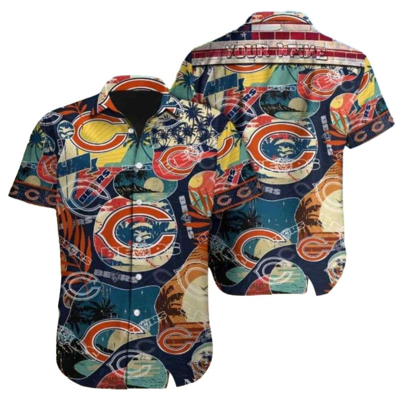 Chicago Bears Surf And Turf Retro Hawaiian Shirt 1