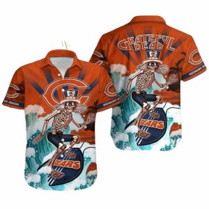 Chicago Bears Surfing Skeleton Wave Rider Hawaiian Shirt