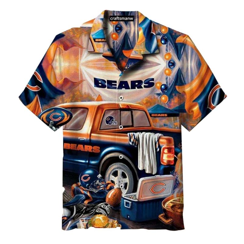 Chicago Bears Tailgate Party Truck And Team Logo Hawaiian Shirt 1