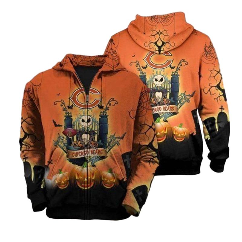 Chicago Bears The Nightmare Before Christmas Jack Skellington Aop Hoodie 1