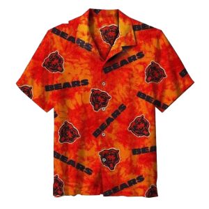 Chicago Bears Tie Dye Orange Logo Hawaiian Shirt