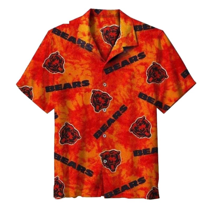 Chicago Bears Tie Dye Orange Logo Hawaiian Shirt 1