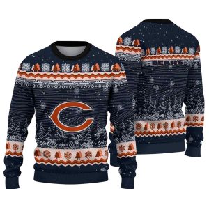 Chicago Bears Tree Christmas Pattern Blue AOP Sweatshirt